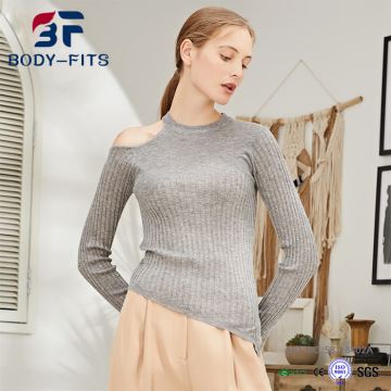 Off Shoulder Irregular Slim Sweater